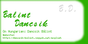 balint dancsik business card