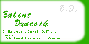 balint dancsik business card